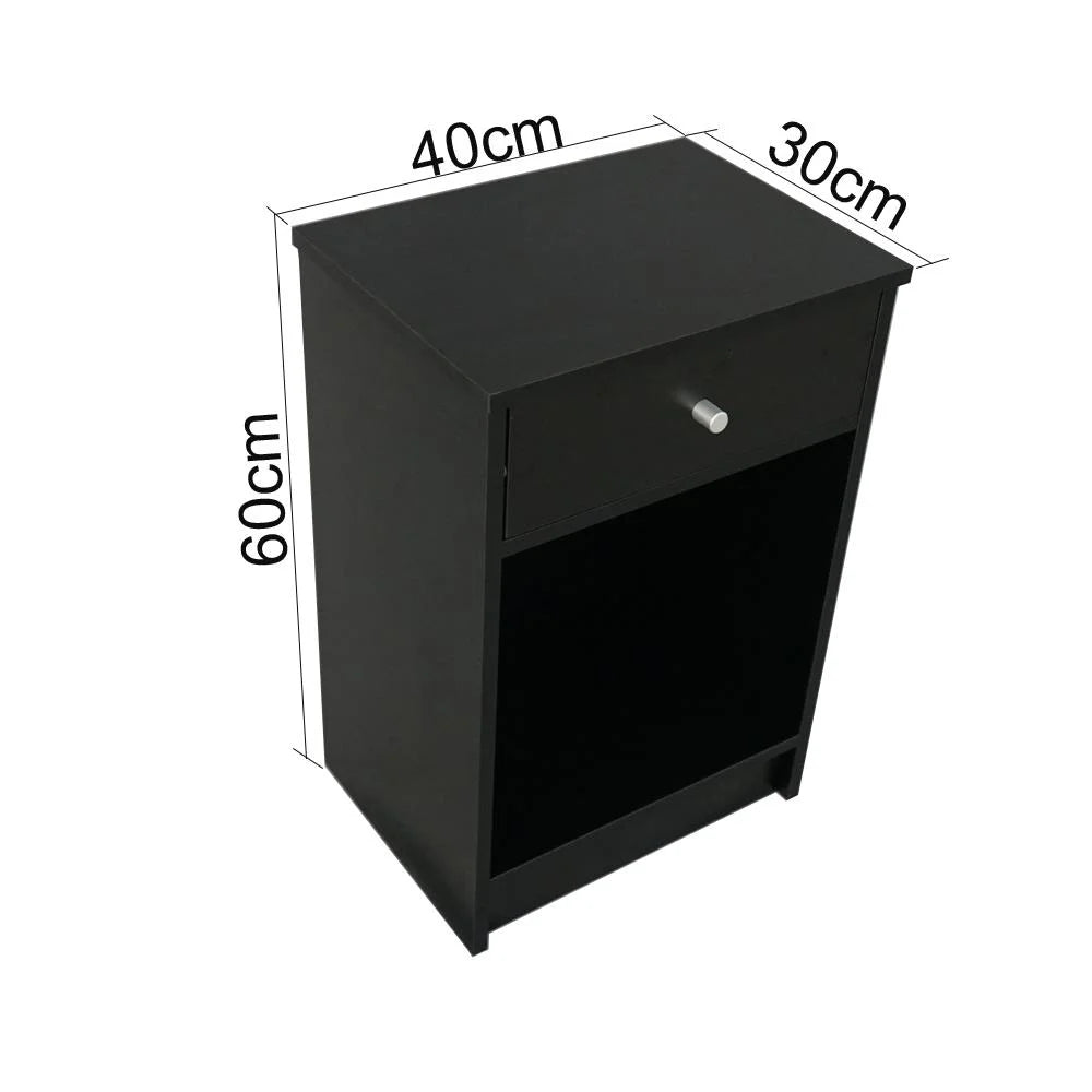 Black Wood 1 Drawer Bedside Table Q552460