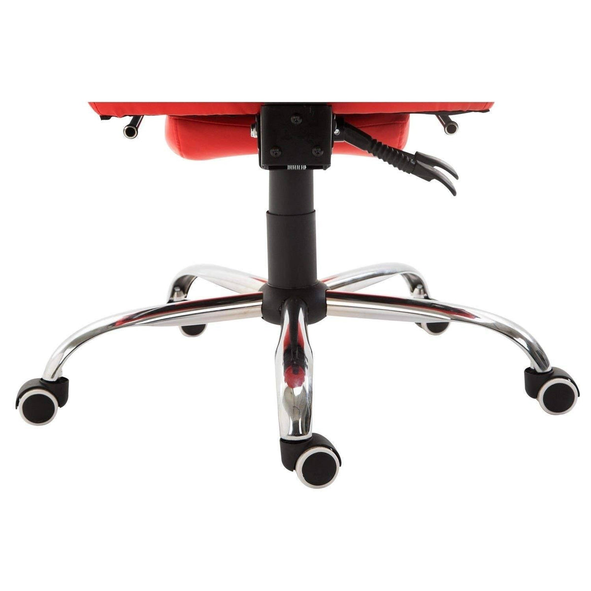 High Back Reclining PU Leather Office Chair with Footrest (Red) Q923066