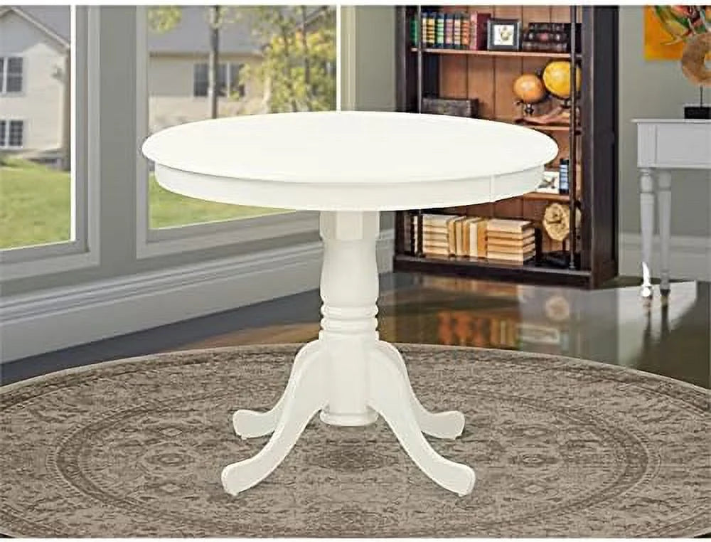 36" Round Wooden Drop Leaf Dining Table with Pedestal Legs S42351