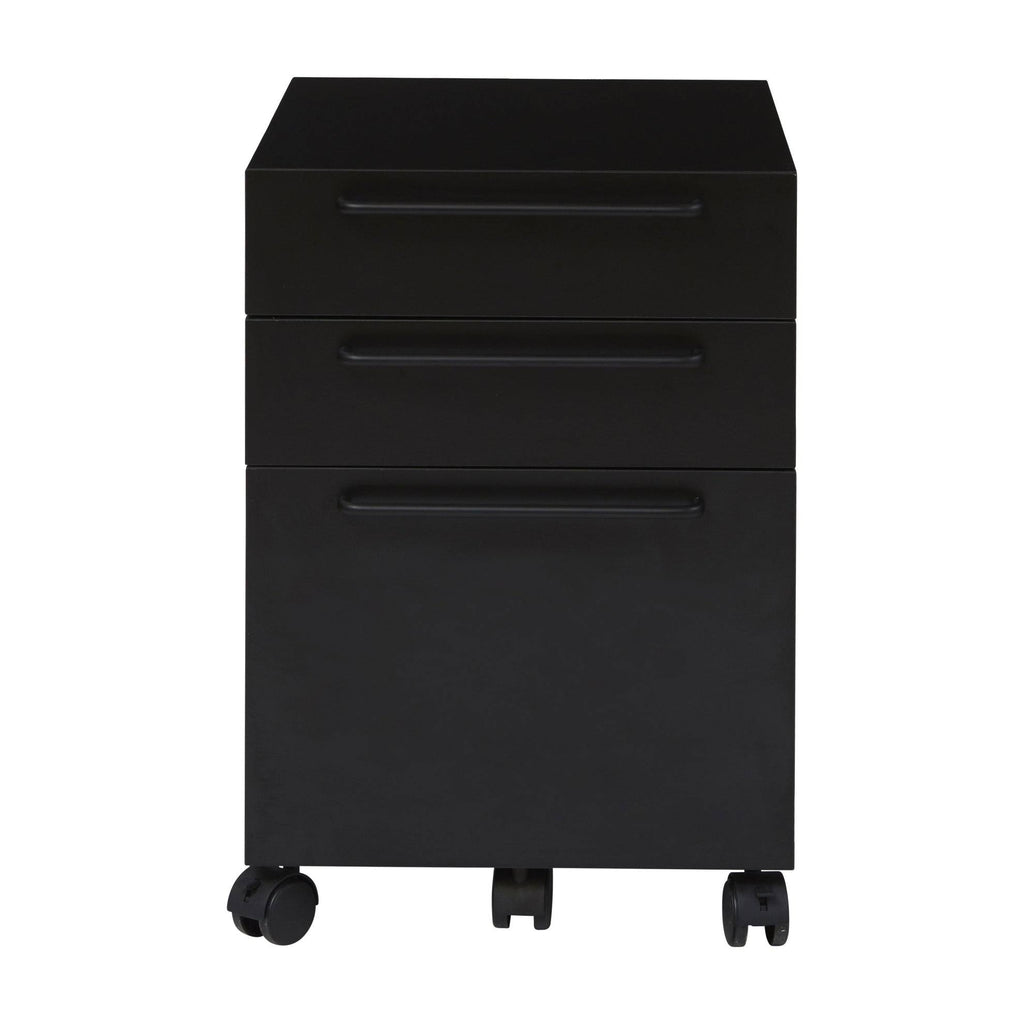 Black Engineered Wood Mobile Pedestal with Castors O2144