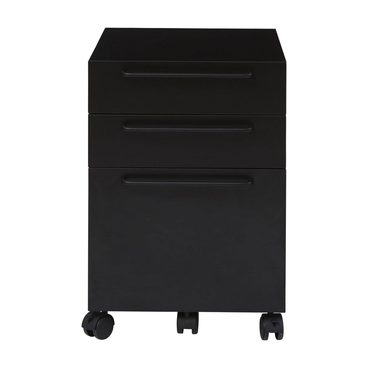 Black Engineered Wood Mobile Pedestal with Castors O2144