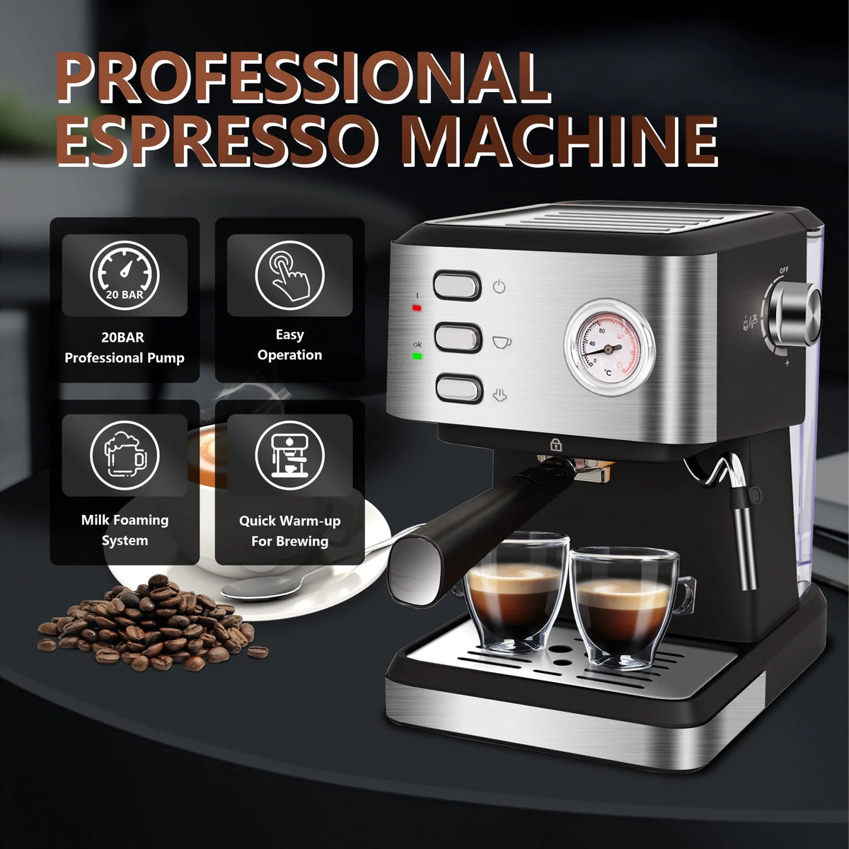 20 Bar Espresso Machine with Milk Frother W3217