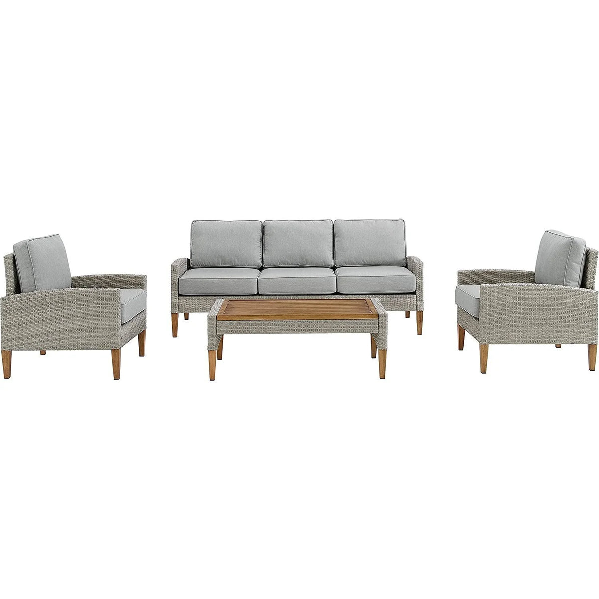Gray 4Pc Sofa Set with Coffee Table and 2 Armchairs K4972