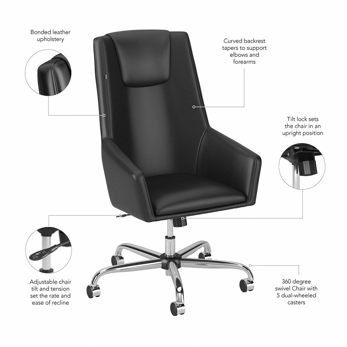 Black Leather Box Chair U15990