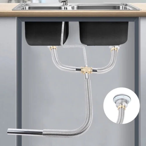 Flexible Pipe Sink Drain Hose Tube Silver Anti-odor K34386