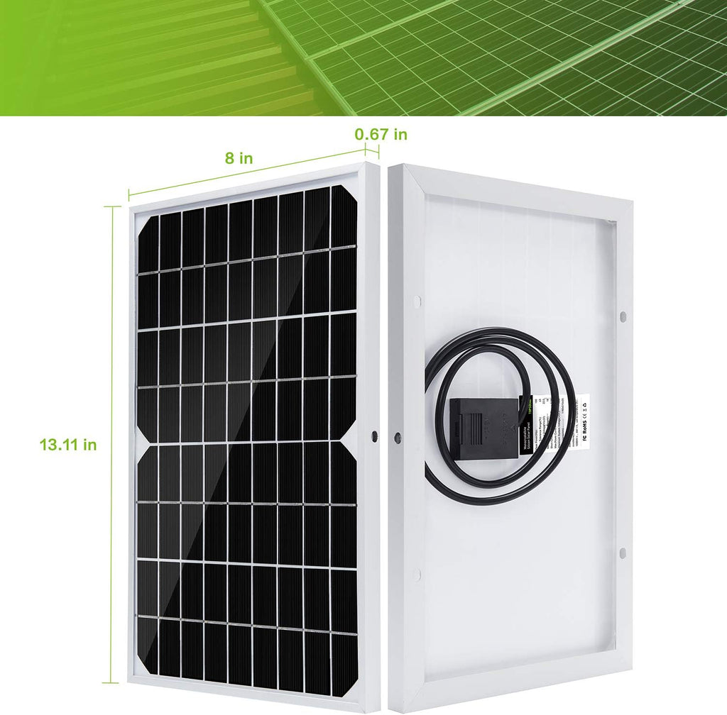 20W 12V Monocrystalline Solar Panel Kit with 10A Charge Controller Q387