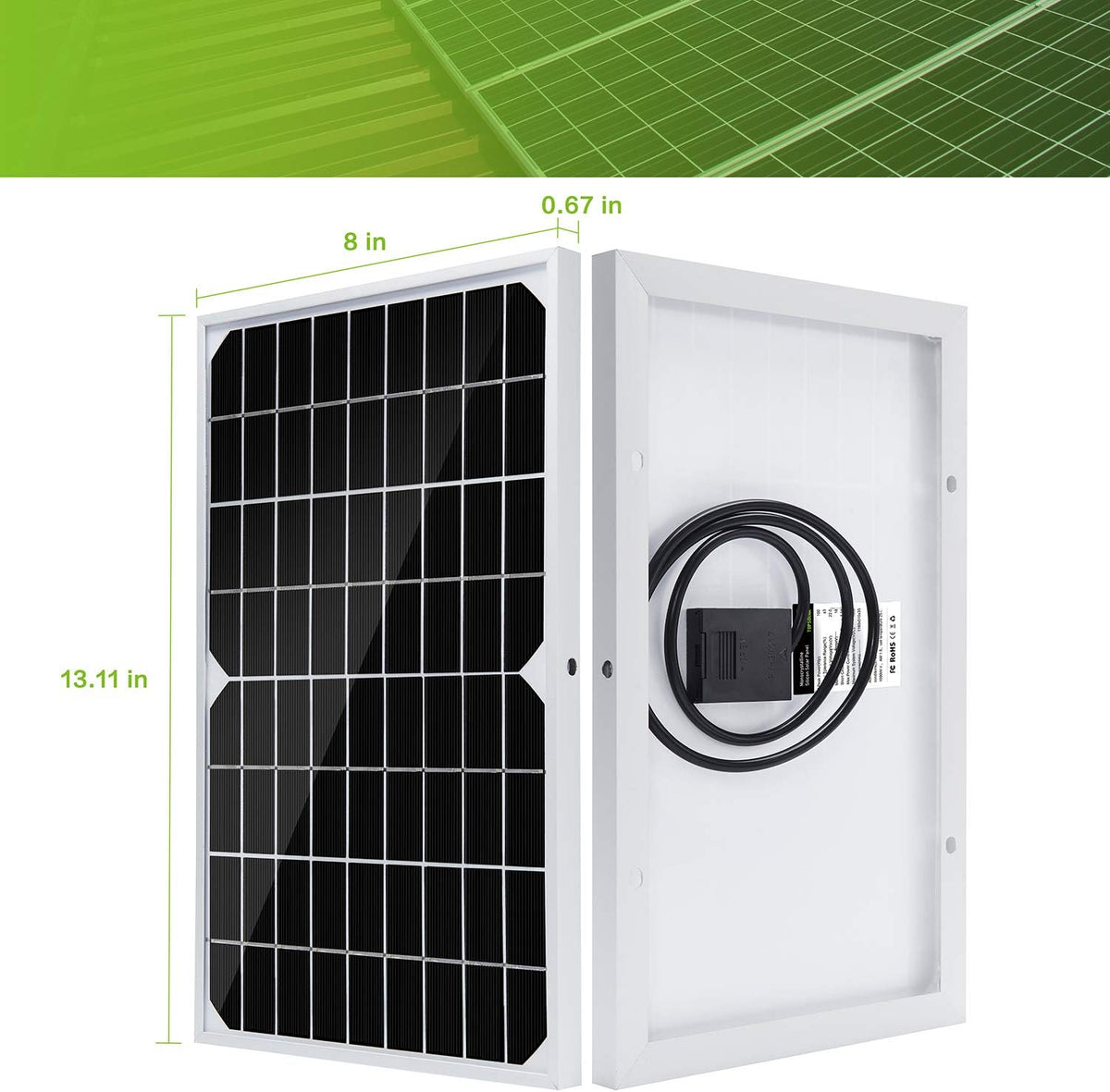 20W 12V Monocrystalline Solar Panel Kit with 10A Charge Controller Q387
