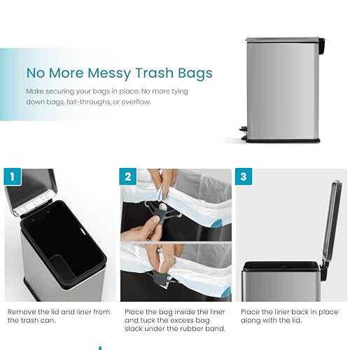 4 Gallon Slim Stainless Steel Step Trash Can with Soft Close Lid K71865