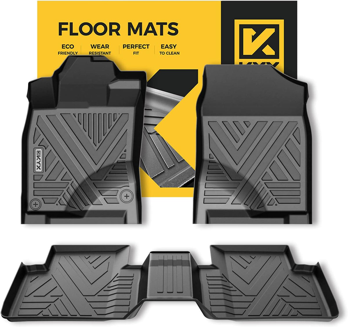 All Weather TPE Black Car Floor Mats Front & 2nd Row N39287