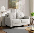 Beige Fabric Loveseat with Curved Arms E36194