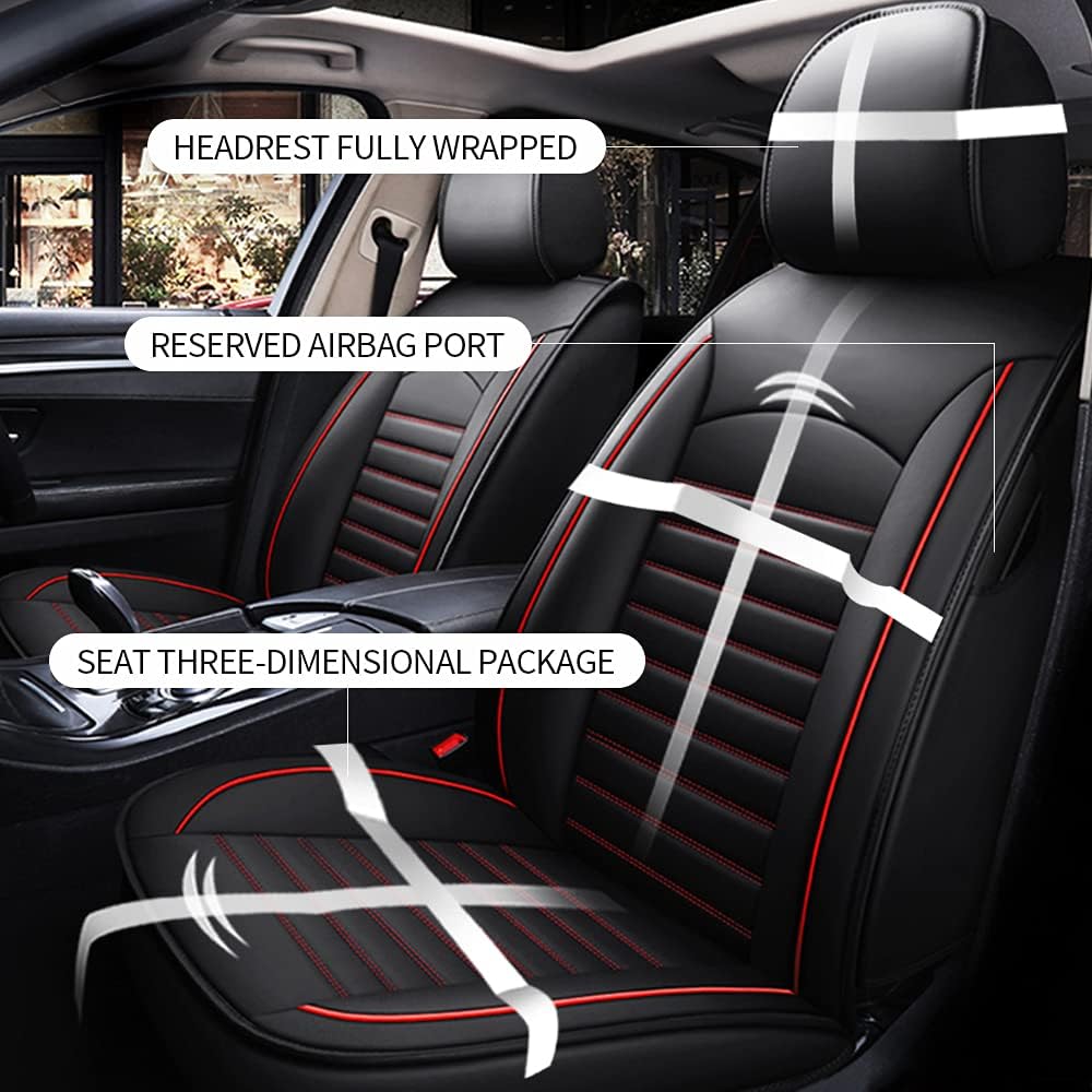 Custom Fit Car Seat Cover, Black Faux Full Set with Airbag Compatible D49743