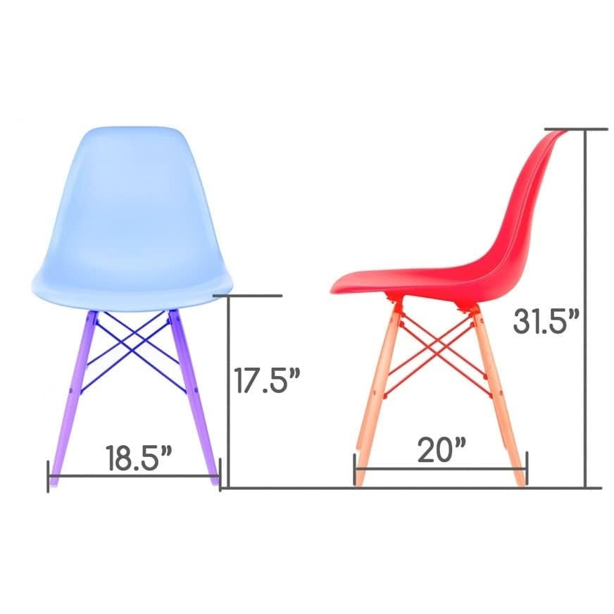 Mid-Century Modern Dining Accent Side Chair with Black Eiffel Steel Leg W5988