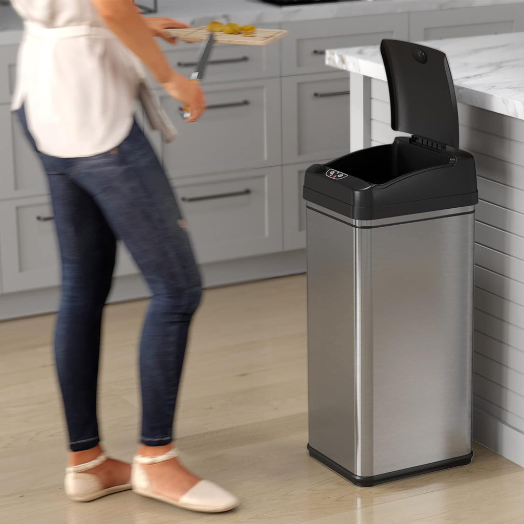 13 Gallon Stainless Steel Automatic Garbage Can A219