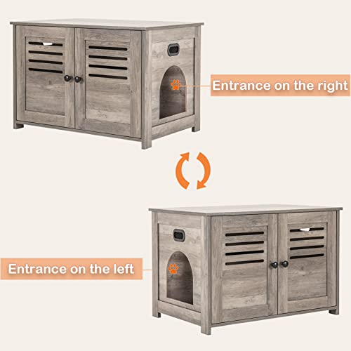 Espresso Wooden Litter Box Enclosure with Double Rooms, 47.2" S593