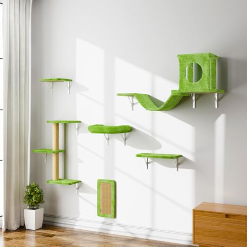 White 6 Pcs Cat Wall Shelves Set R129