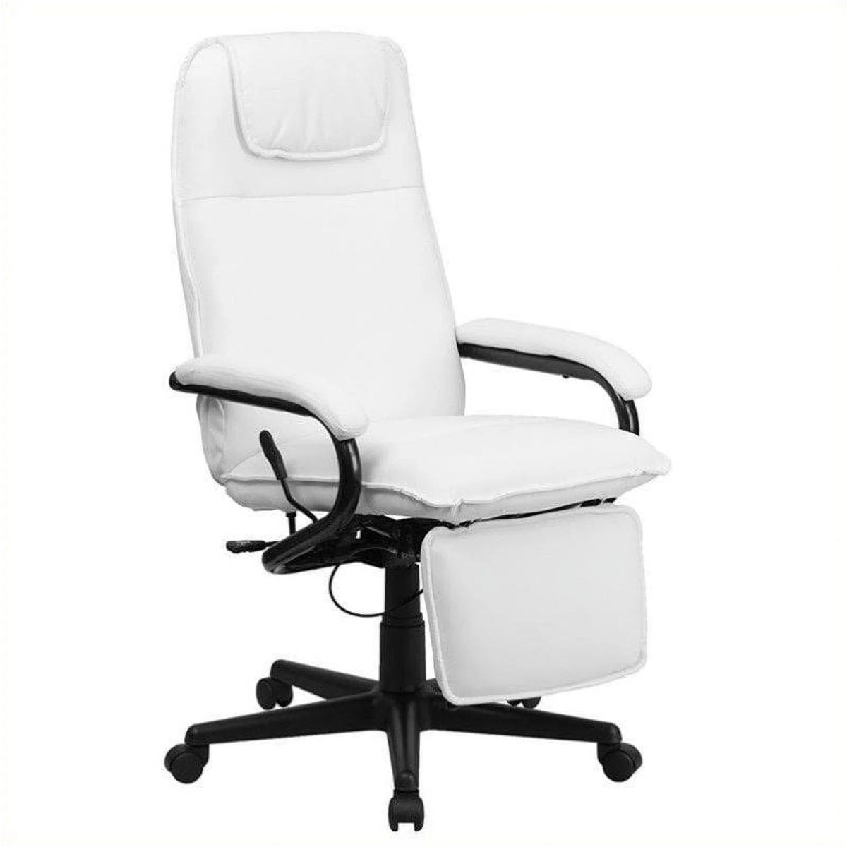 White Leather Reclining Office Chair W46481