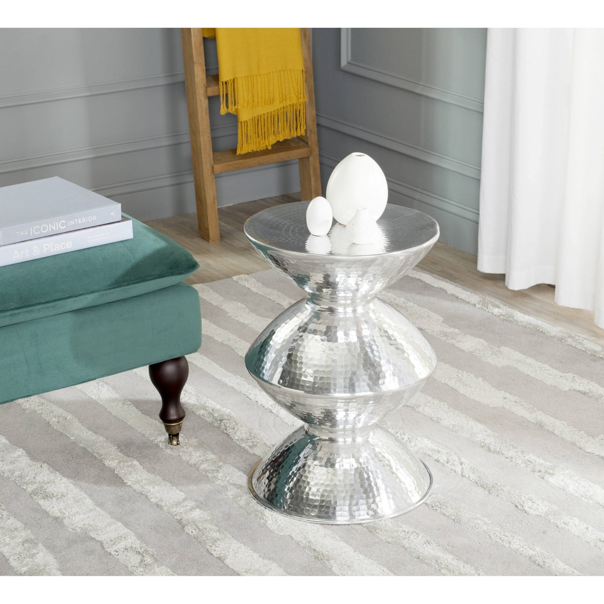 Silver Metal Table Stool L394