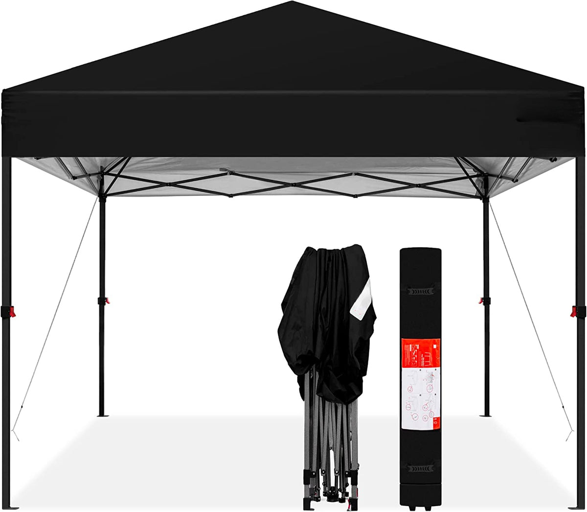 Black 10x10ft Pop Up Canopy Tent with Wheeled Carry Case T747115