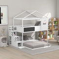 Twin over Full Bunk Bed with Storage Staircase and Blackboard White Q91072