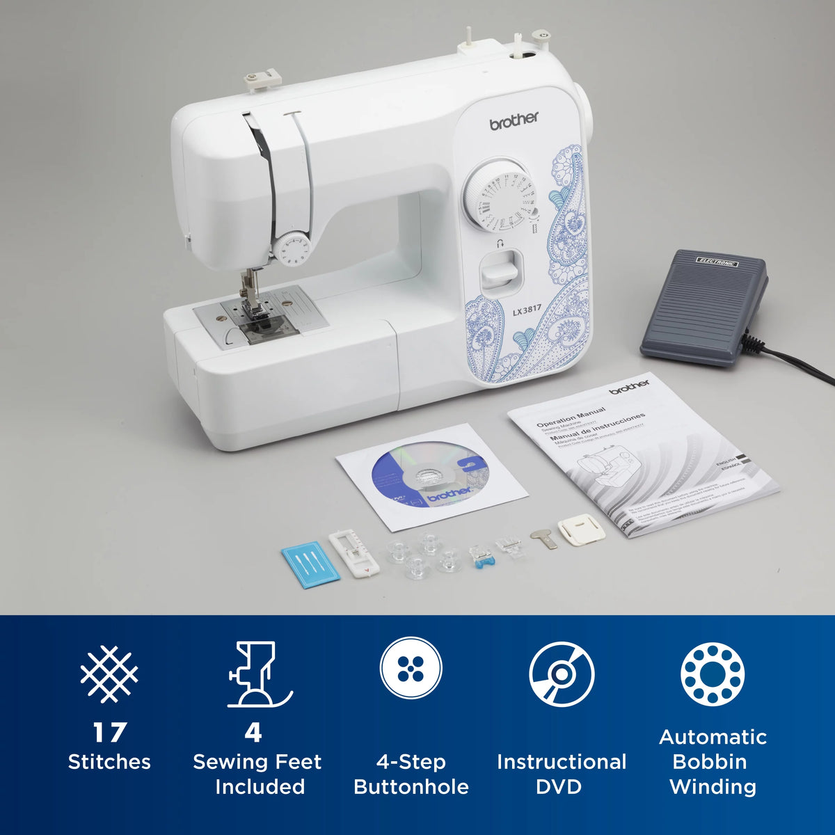 Portable Full-Size 17-Stitch Sewing Machine I241