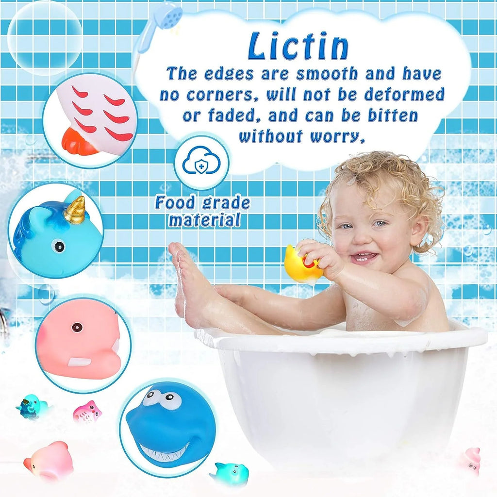 LED Light Baby Bath Toys Set with Storage Bag I5387
