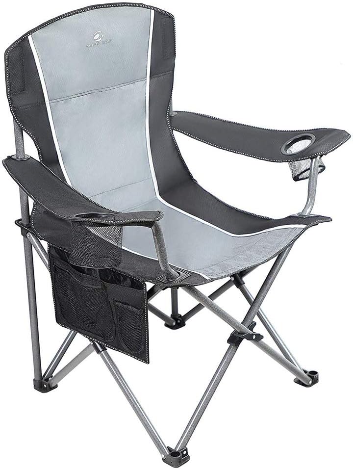 Oversized Folding Camping Chair with 2 Cup Holder - Black/Gray W2826
