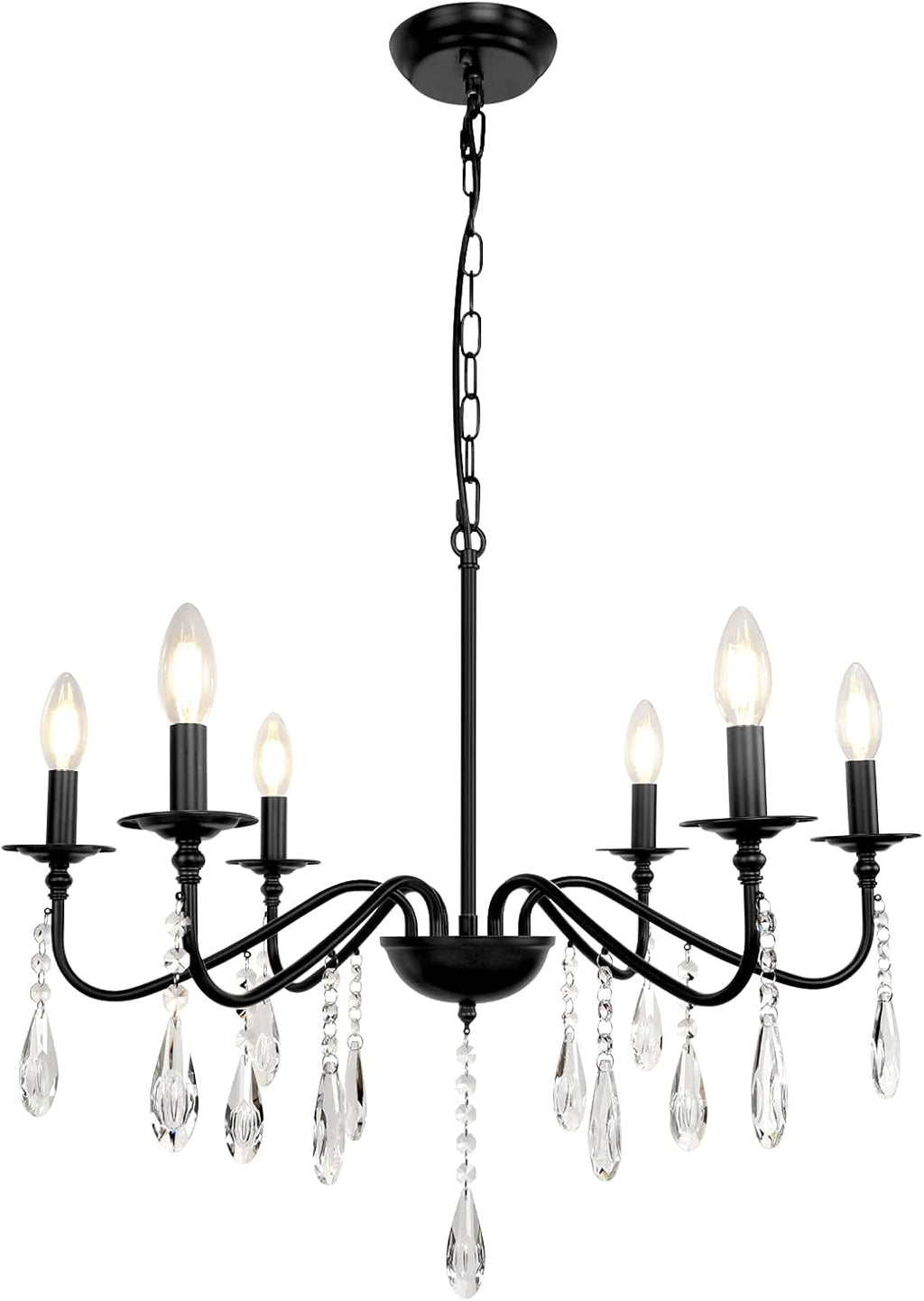 6 Lights Black Crystal Chandelier H181371