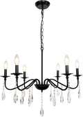 6 Lights Black Crystal Chandelier H181371