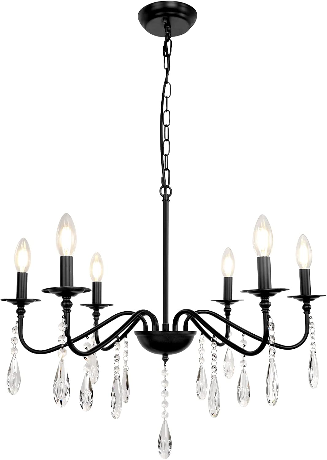 6 Lights Black Crystal Chandelier H181371