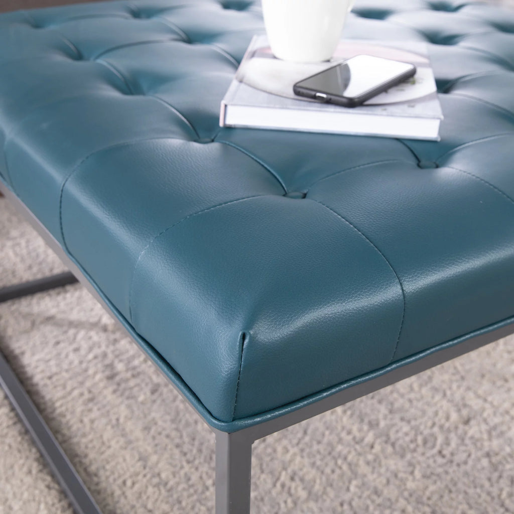 Blue Upholstered Cocktail Ottoman Y660