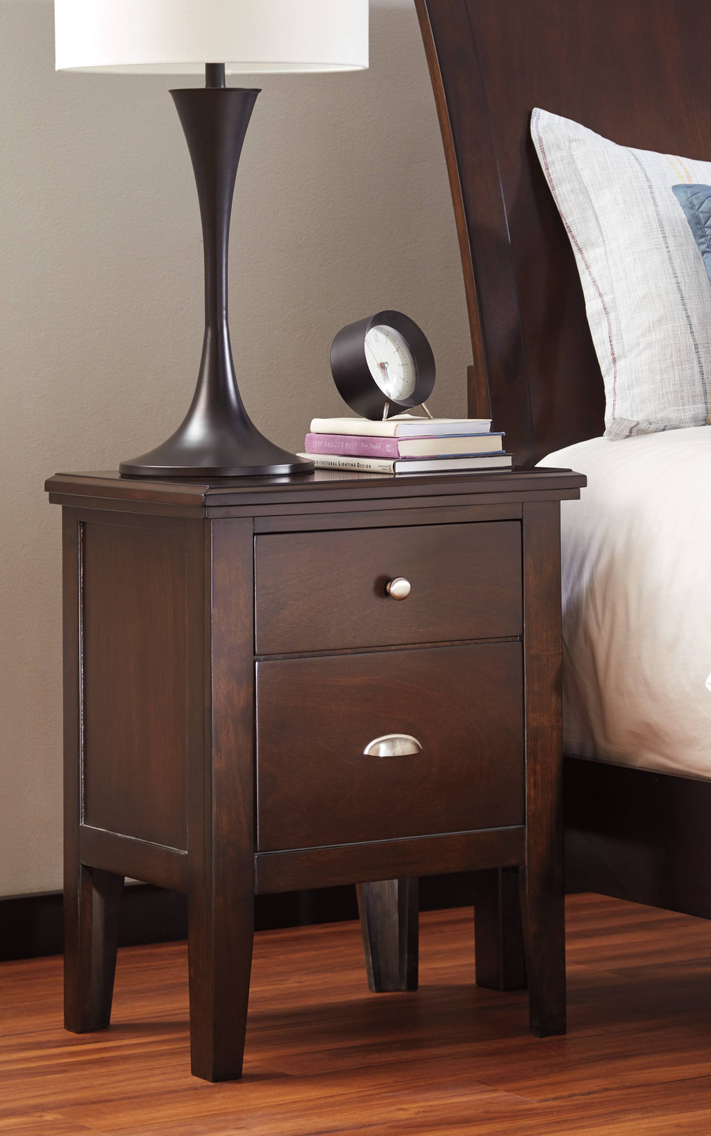 Two Drawer Night Stand in Brown A3498