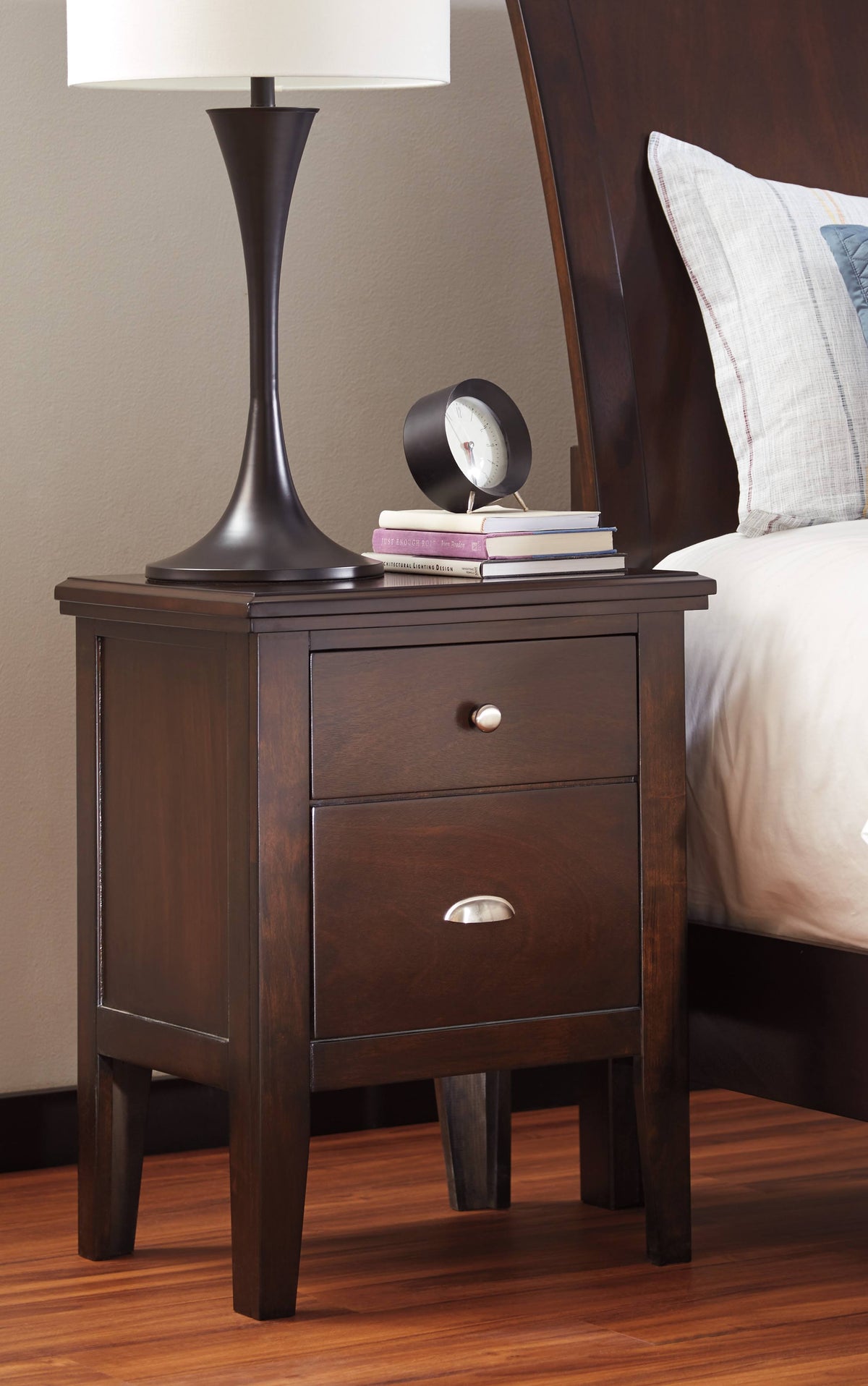Two Drawer Night Stand in Brown A3498