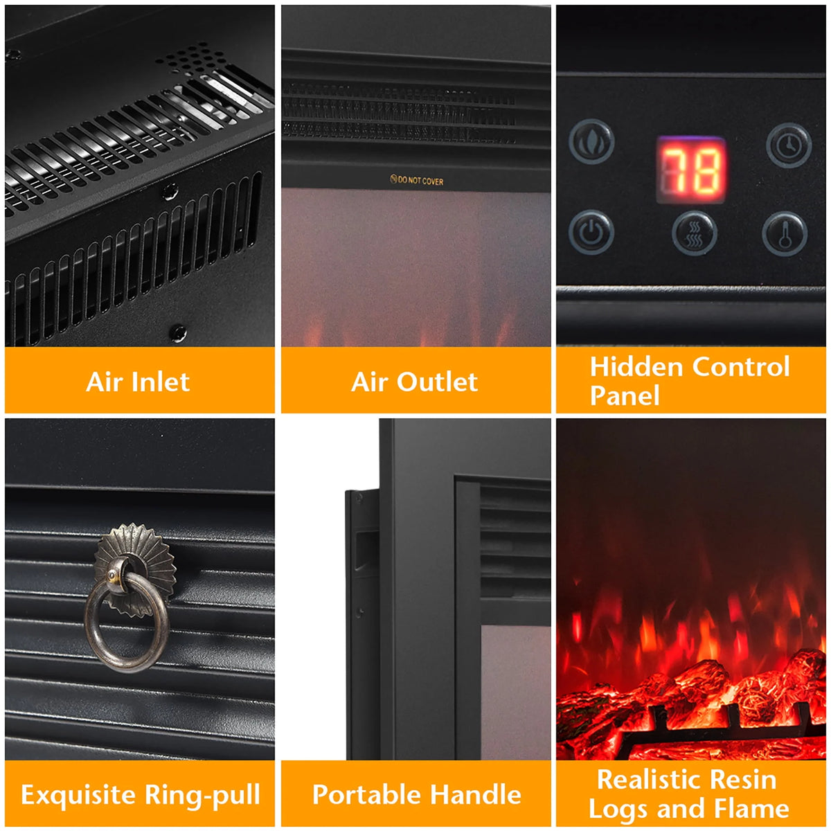 28.5 Electric Fireplace Insert Heater with Remote X989313