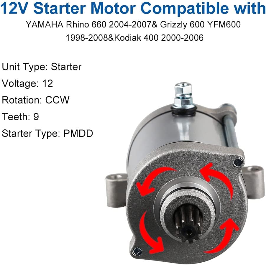 Starter Compatible with Yamaha Grizzly 660 Kodiak 400 Rhino 660 2001-2007 Pack of 2 Z6662
