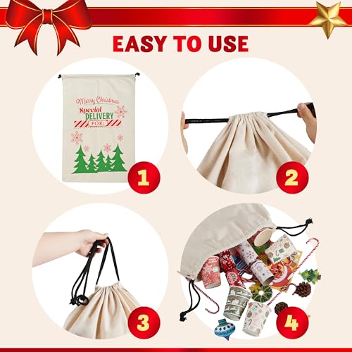 3 PCS Christmas Drawstring Burlap Sack P1962