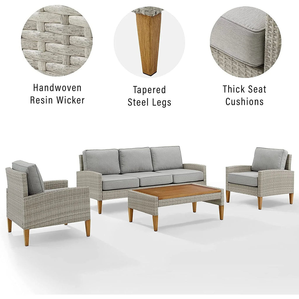 Gray 4Pc Sofa Set with Coffee Table and 2 Armchairs K4972