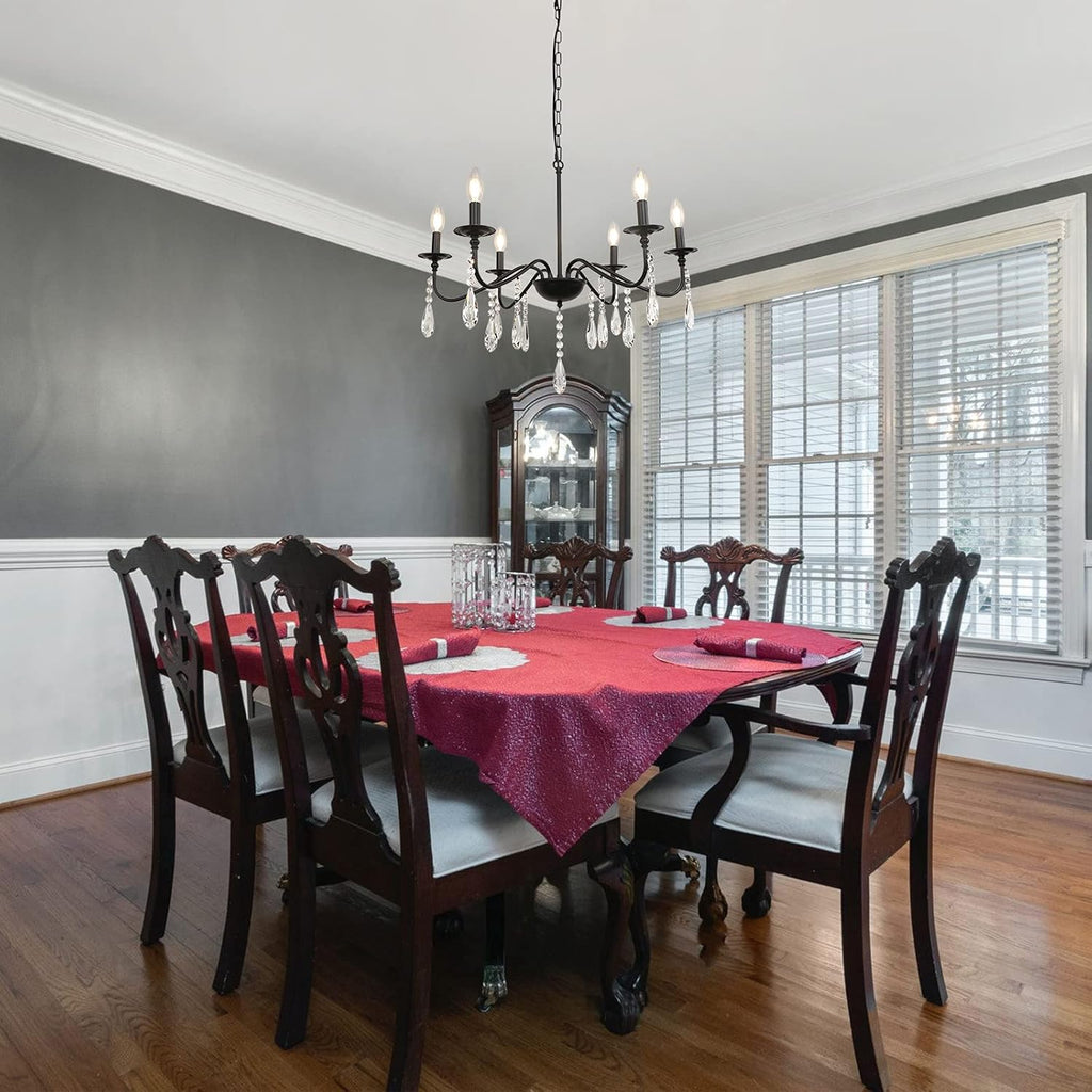 6 Lights Black Crystal Chandelier H181371