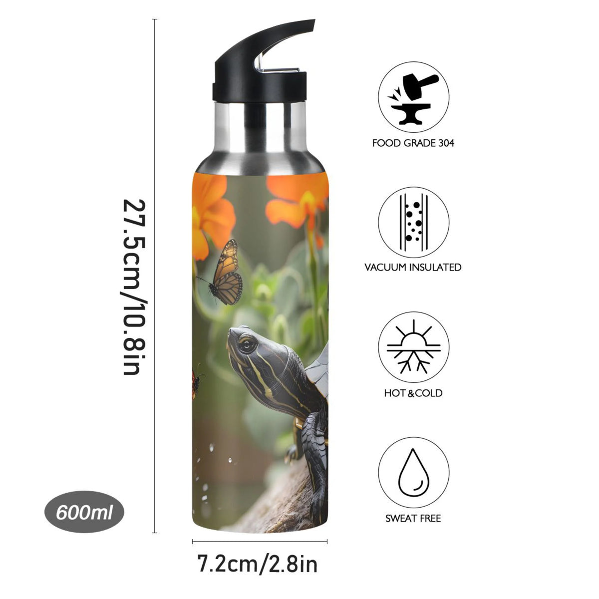 Insulated Stainless Steel Water Bottle with Straw Lid, 20 oz G9667