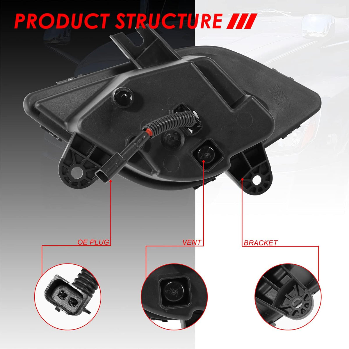 High Power LED Fog Light Lamps Black Housing D6625