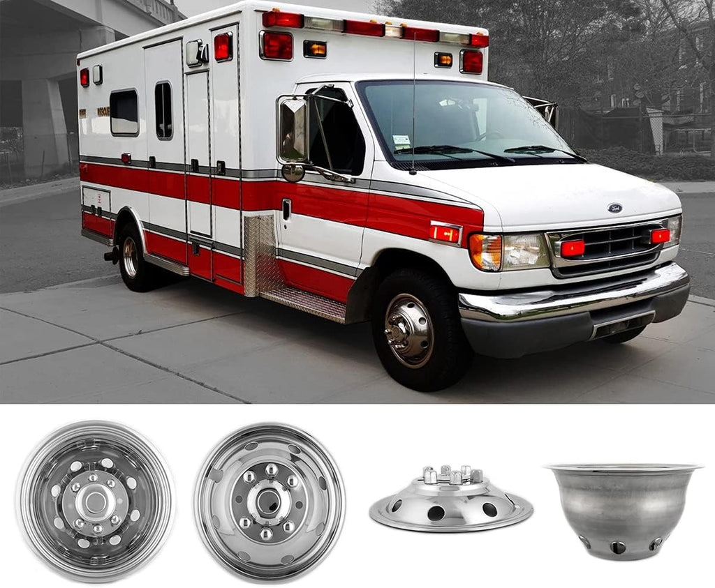 4pc 16 Polished Stainless Steel Dually Wheel Simulator C681