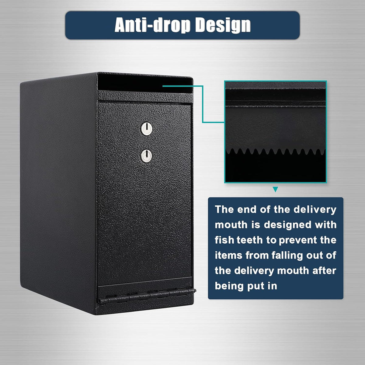 Dual Key Lock Anti-theft Drop Slot Steel Safe Matte Black J8438