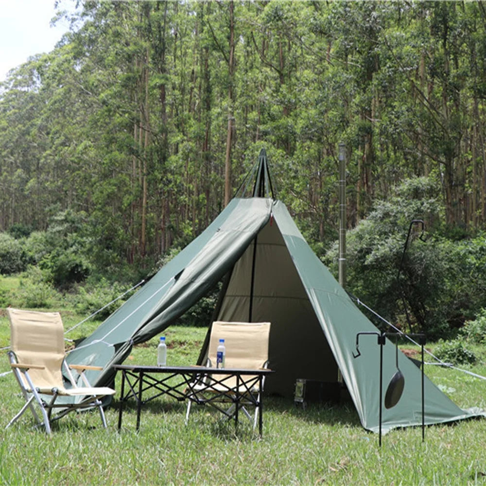 Green Pyramid Tent With Stove Jack Q3977