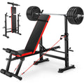 Adjustable Weight Bench Set with Barbell Rack L4785