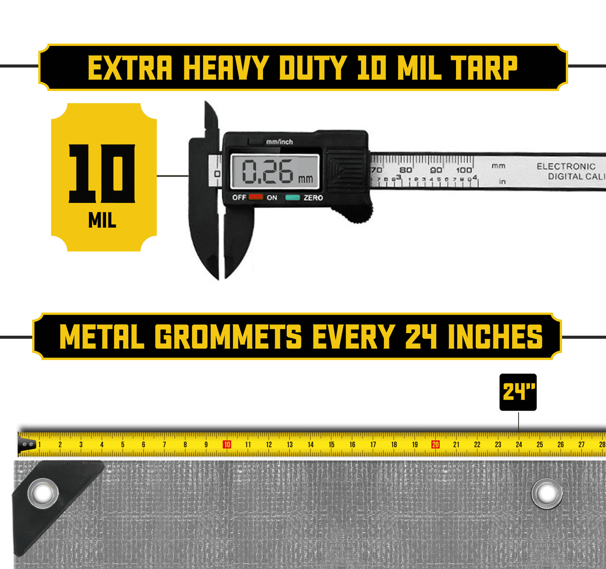 10 Mil Heavy Duty Waterproof Tarp 24 x 30Ft A9524