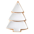 Christmas Tree Shaped Ceramic Platter with Wood Tray E257