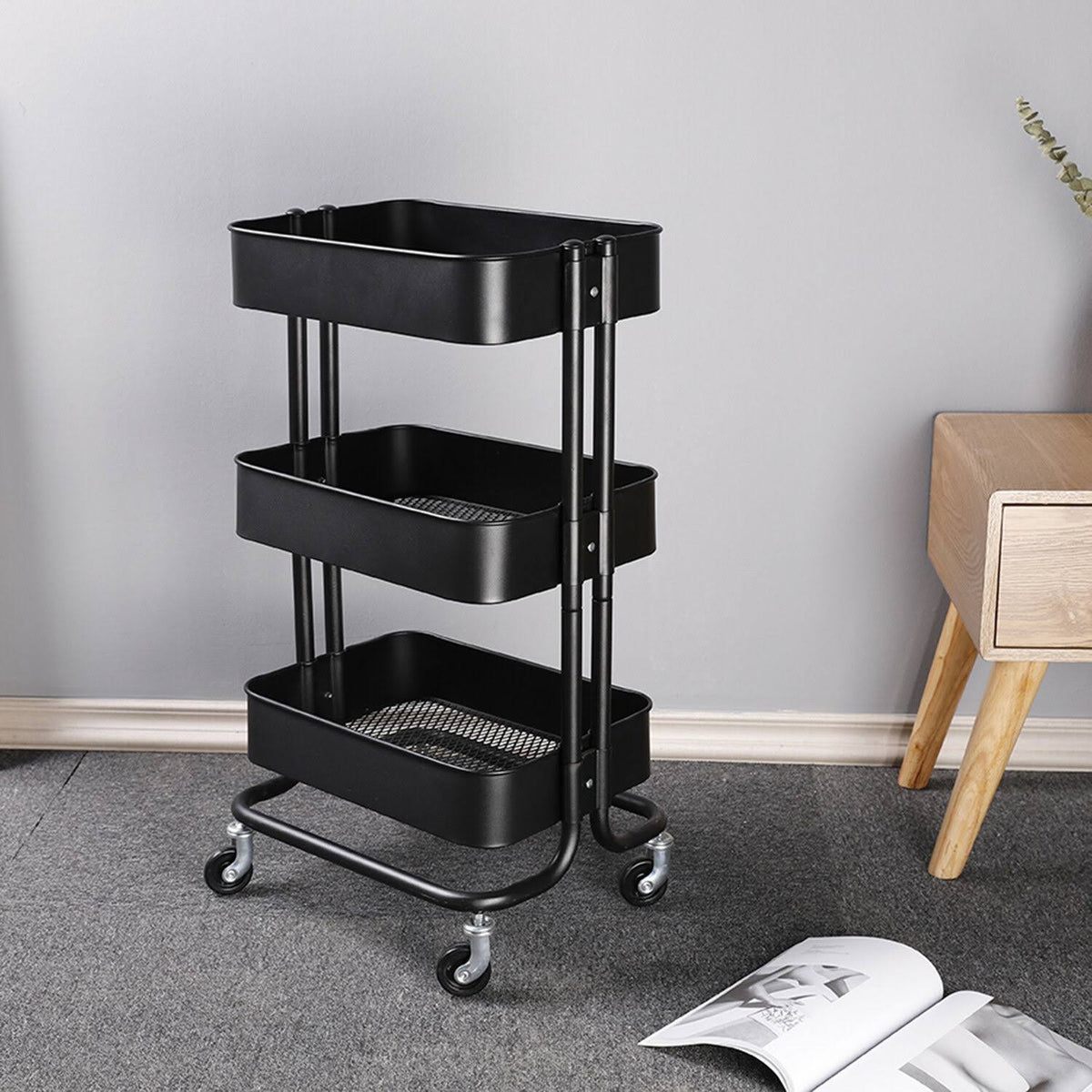 Metal Rolling Utility Cart with Shelves K34376