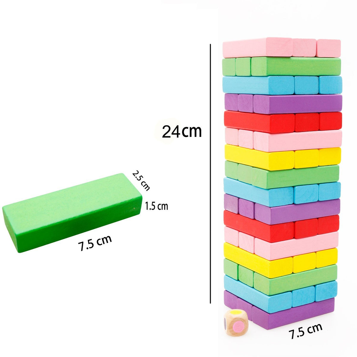 48 Pieces Wooden Stacking Board Games Building Blocks B869990