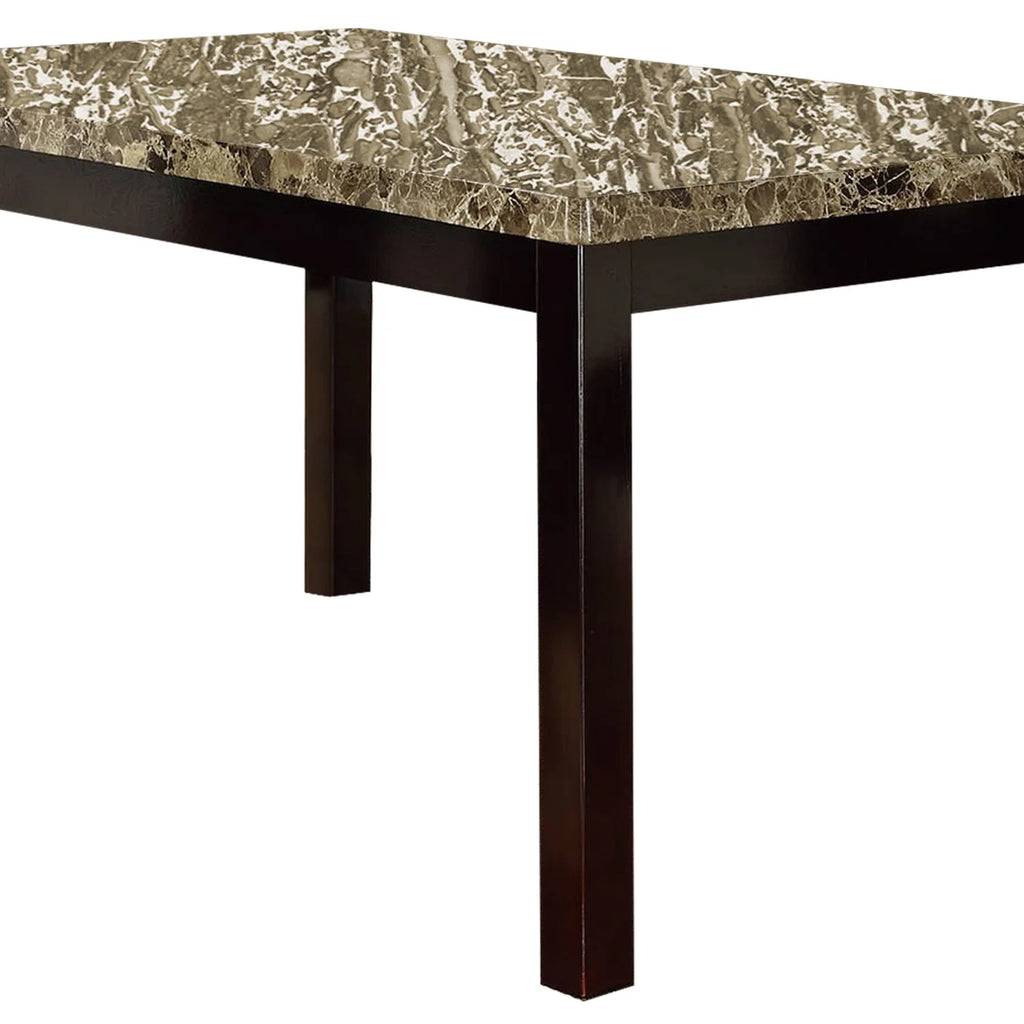 Brown Faux Marble & Pine Wood Dining Table R42241