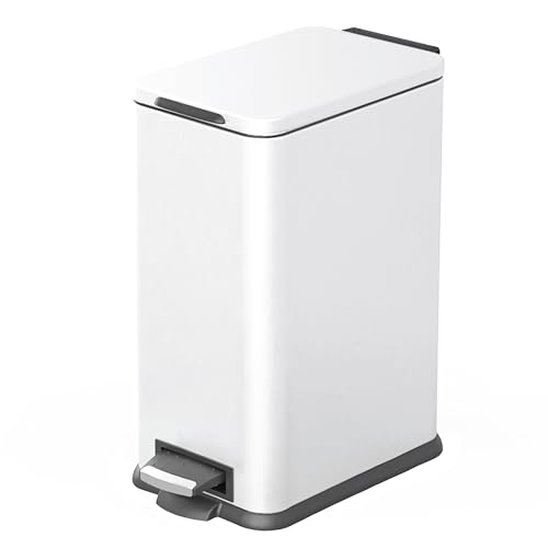 4 Gallon Slim Stainless Steel Step Trash Can with Soft Close Lid K71865