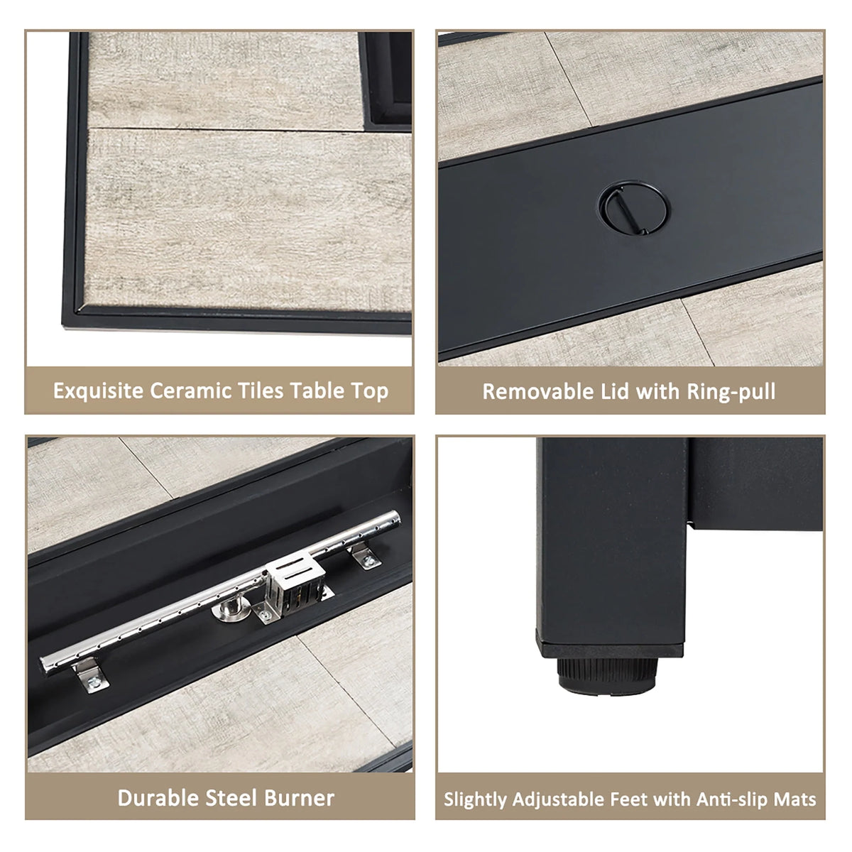 60,000 BTU Outdoor Gas Fire Table with Ceramic Tabletop G346